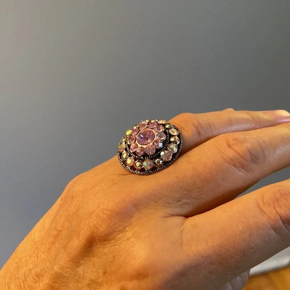 Pink Rhinestone Cocktail Ring - Picture 4 of 4